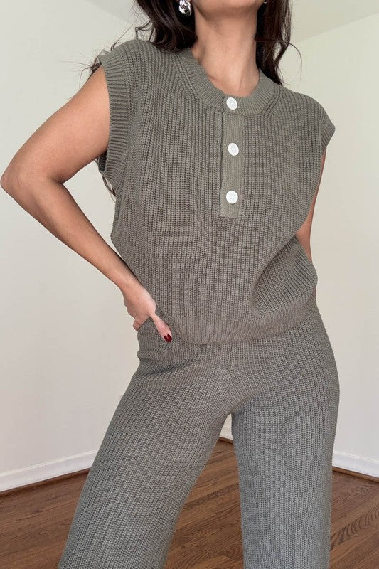 CHARCOAL cozy knit set