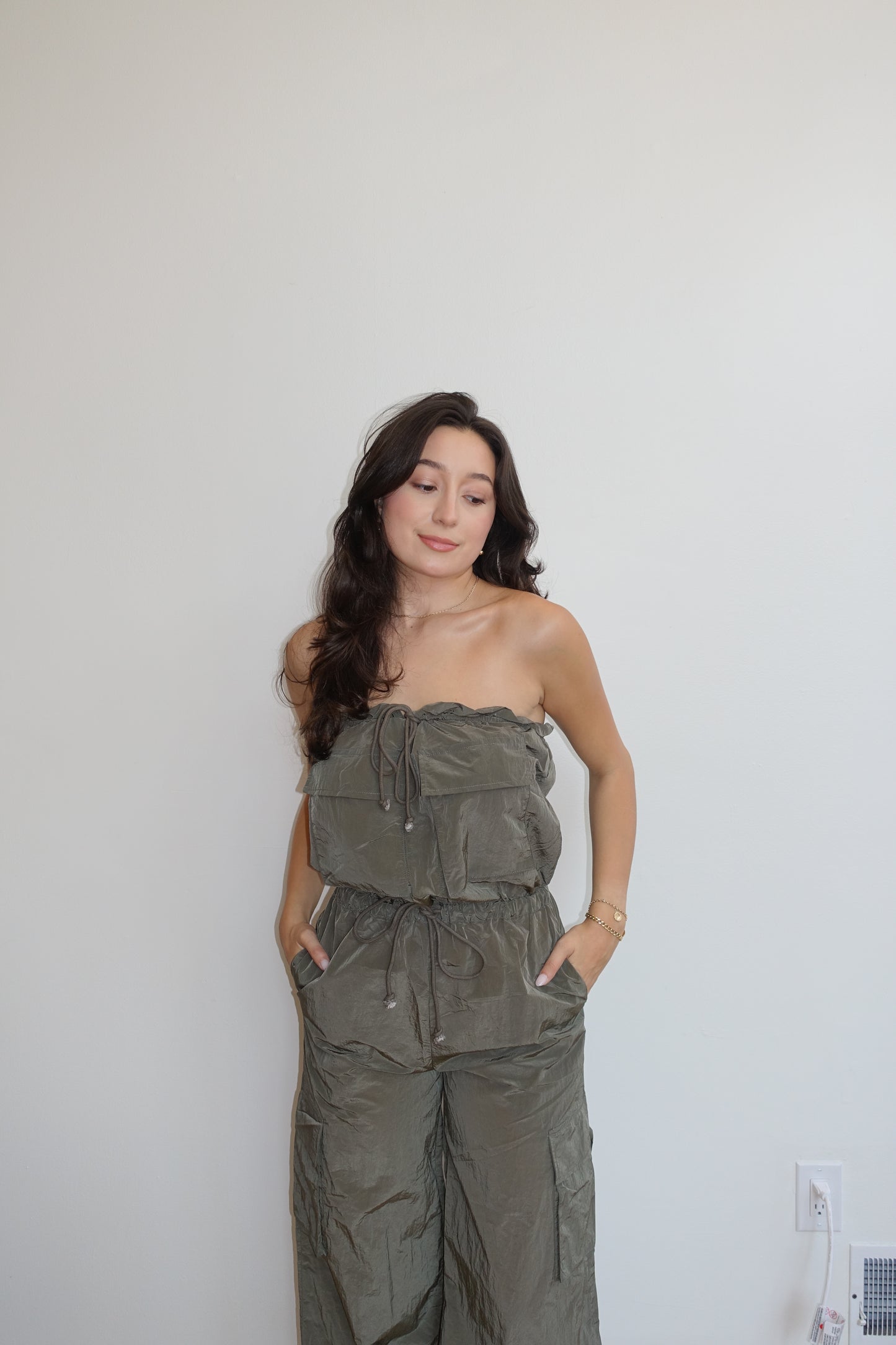 Olive Cargo Jumpsuit