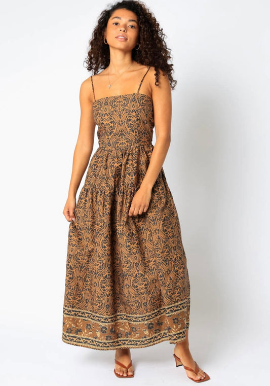 RESTOCK//Brown Detailed Long Dress with Open Back
