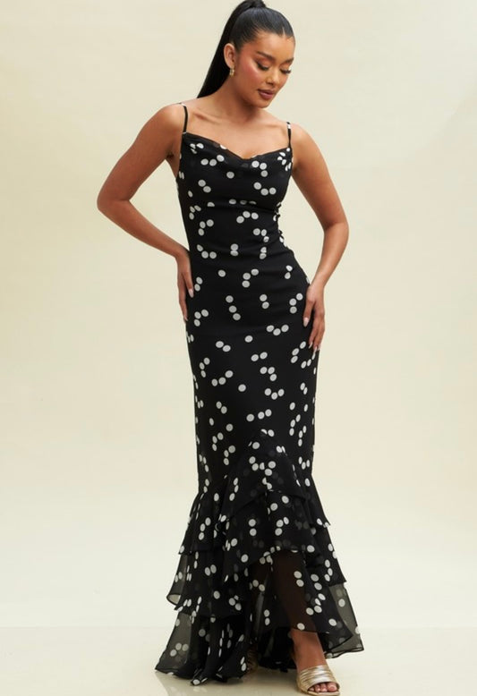 Polka Dot Maxi Dress in Black