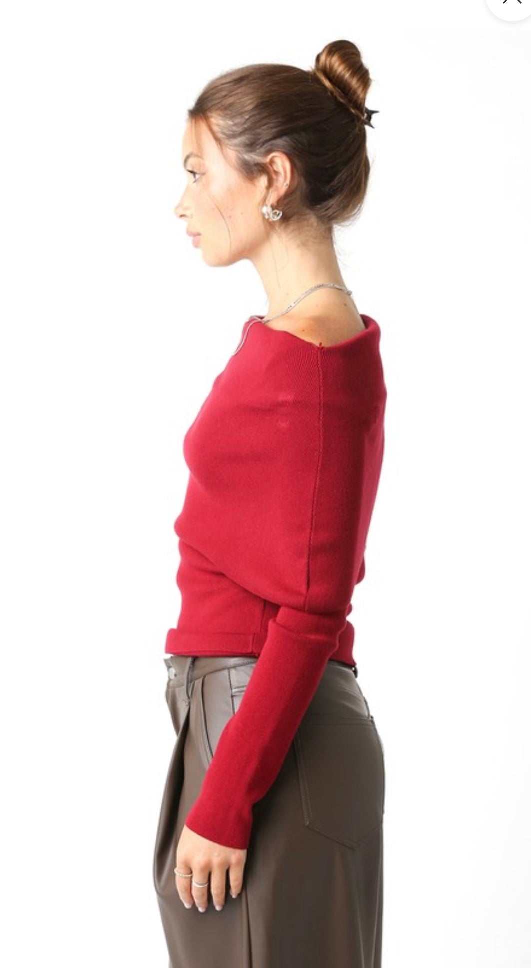 Alta off the shoulder sweater in Burgundy