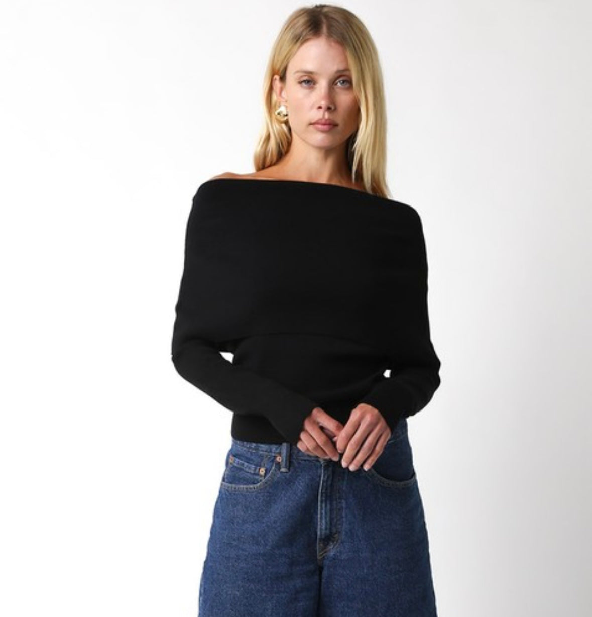 Alta off the shoulder sweater in Black