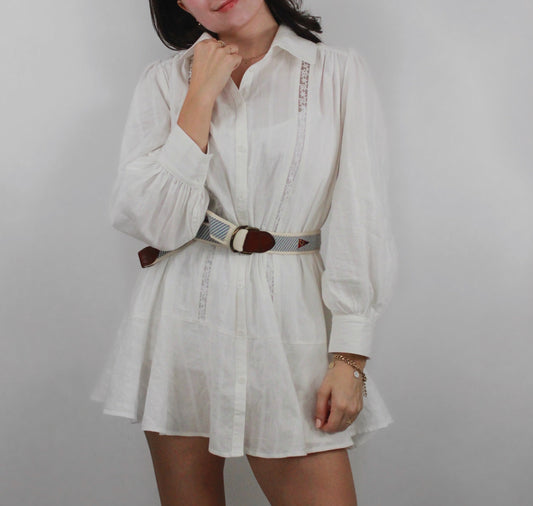 LAST//White long-sleeve tunic dress