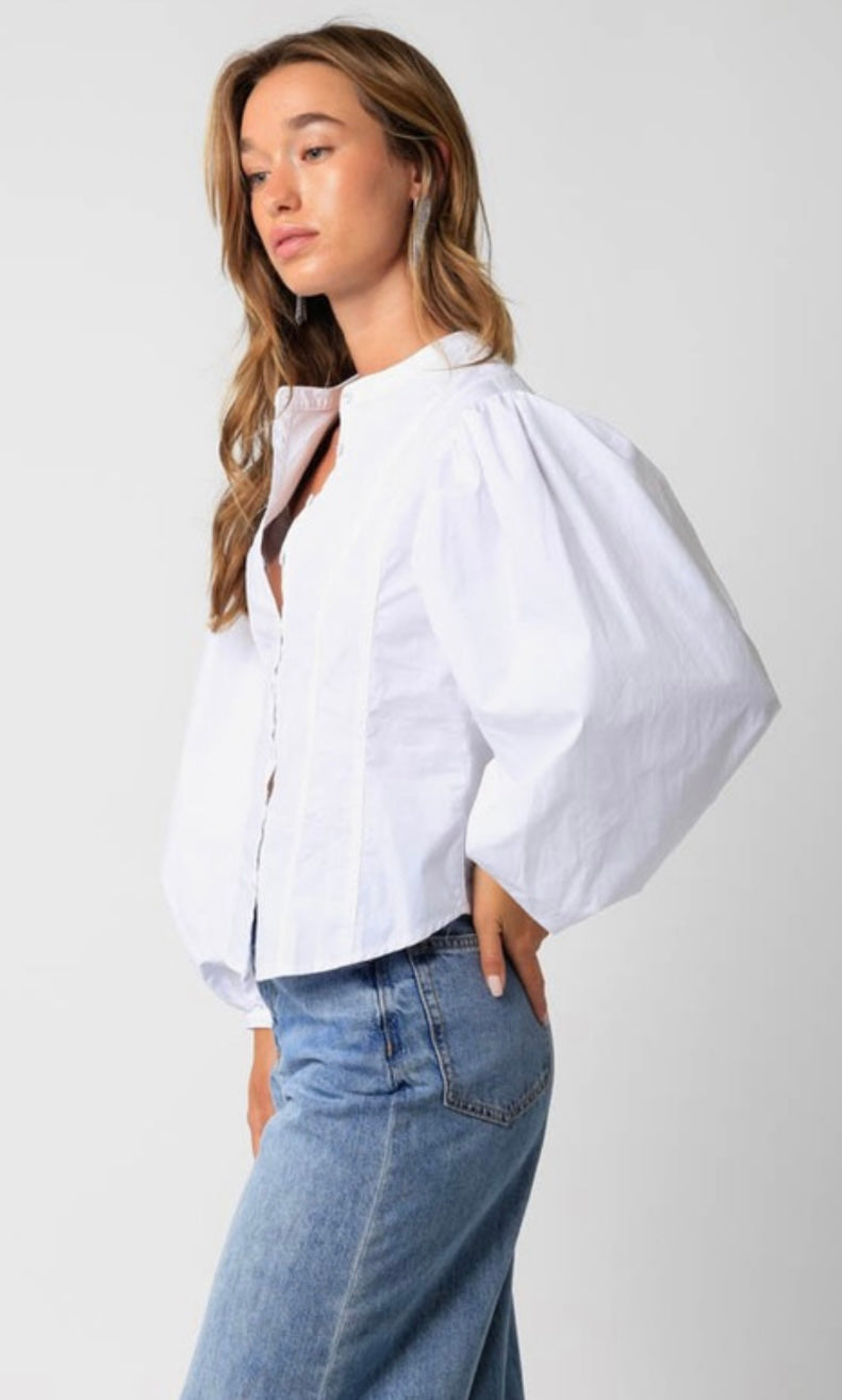 White puff best sale sleeve button down